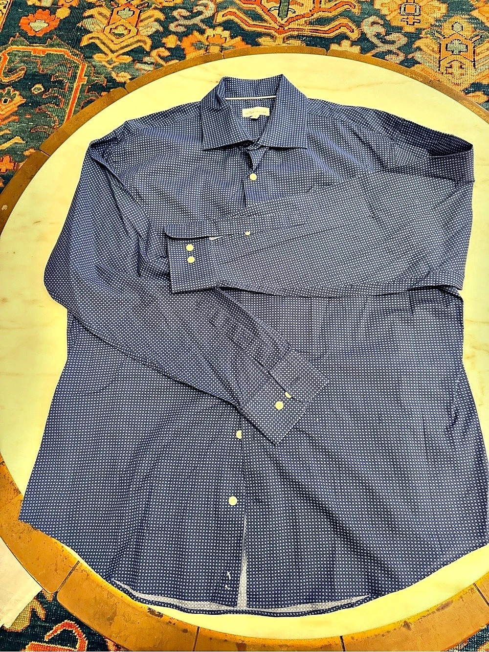 Peter Millar Men's Geometric Button Down in Blue XL